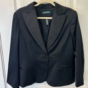 Lauren Ralph Lauren Lux Wool Black Blazer Jacket Size 12